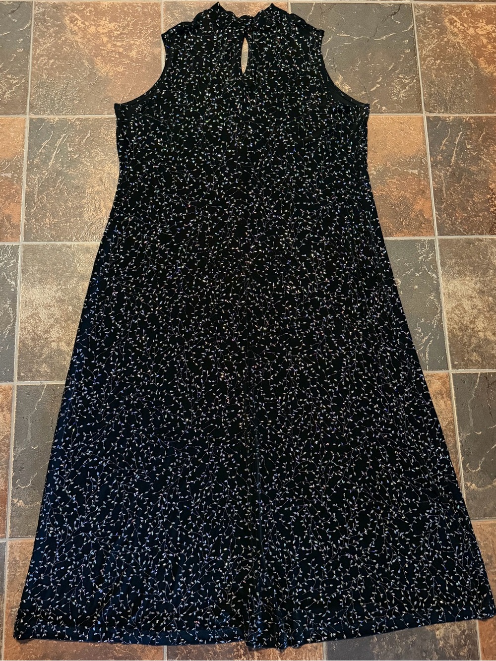 Vtg 90s Ronni Nicole II Black Sparkly Keyhole Maxi Dress Gown Plus Size 22W